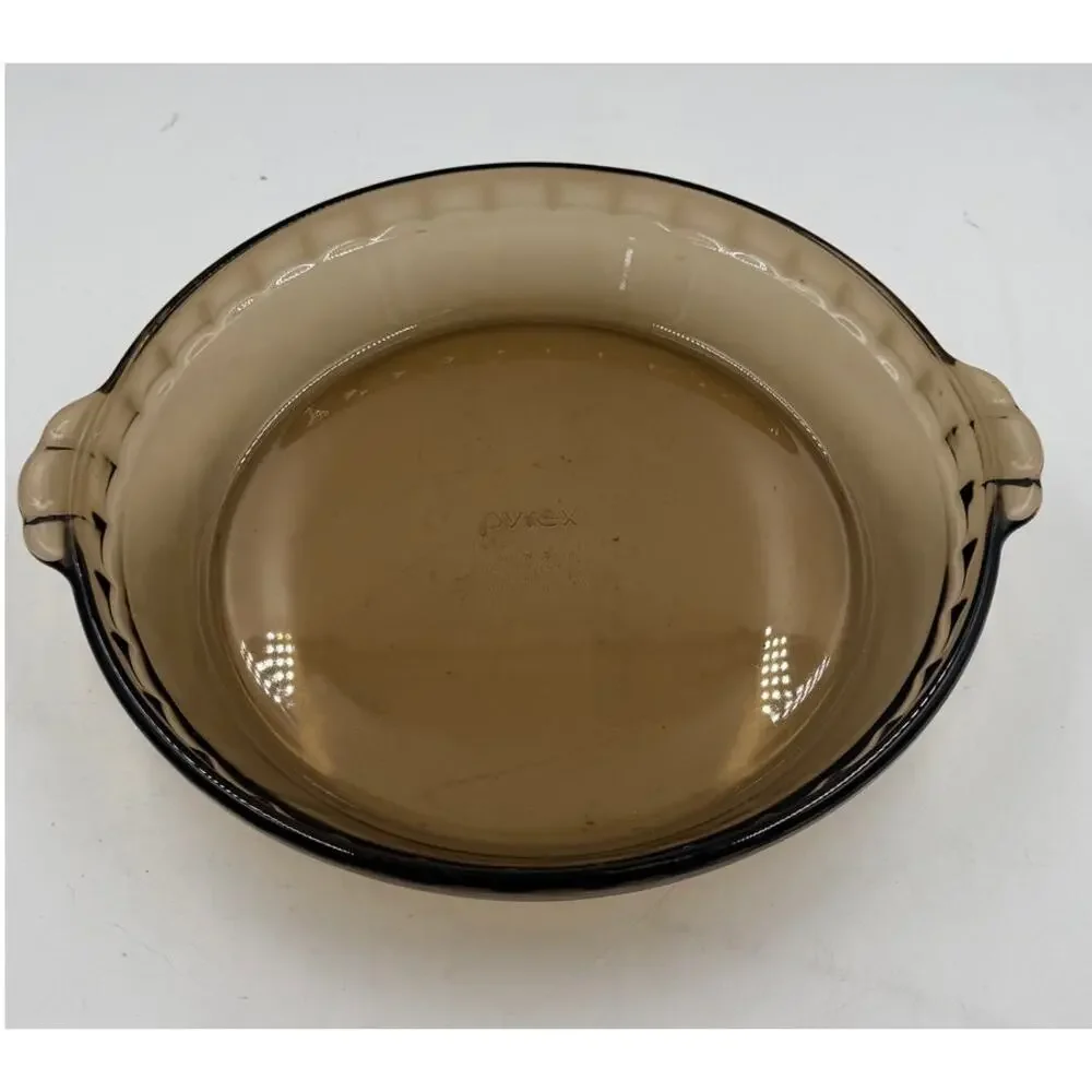 Vintage Pyrex Smoky Brown Amber#229 Pie Plate 10